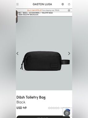New Gaston Luga Dāsh Toiletry Bag Black Nylon